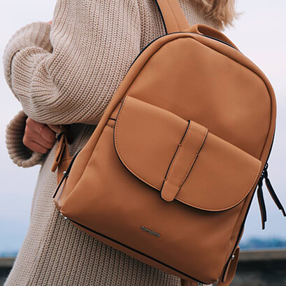 Stand-out style: @clea_cartier with our Shammy backpack in Cognac.